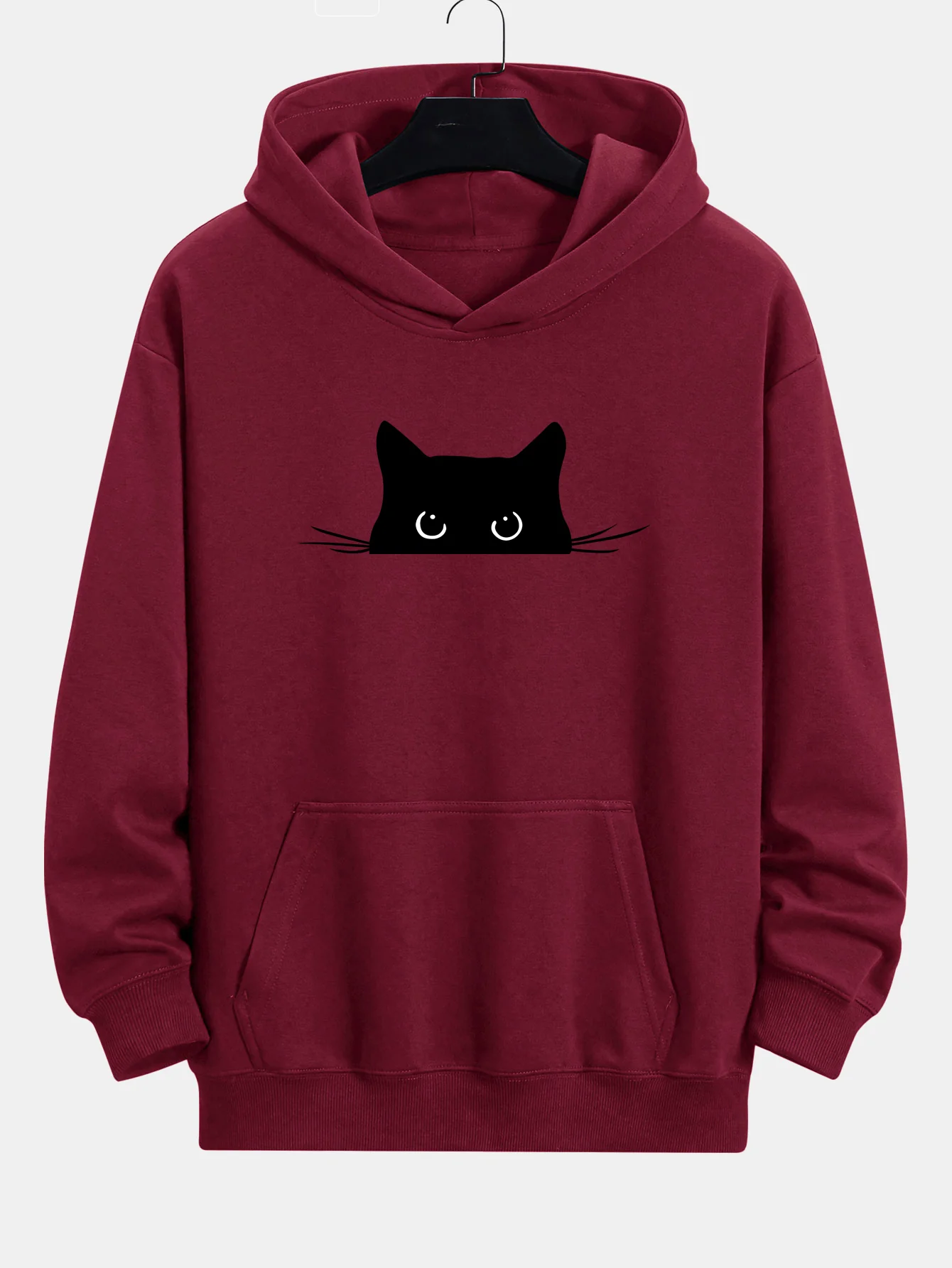 Schwarzer Katzenprint Relaxed Fit Kapuzenpullover - Image 6