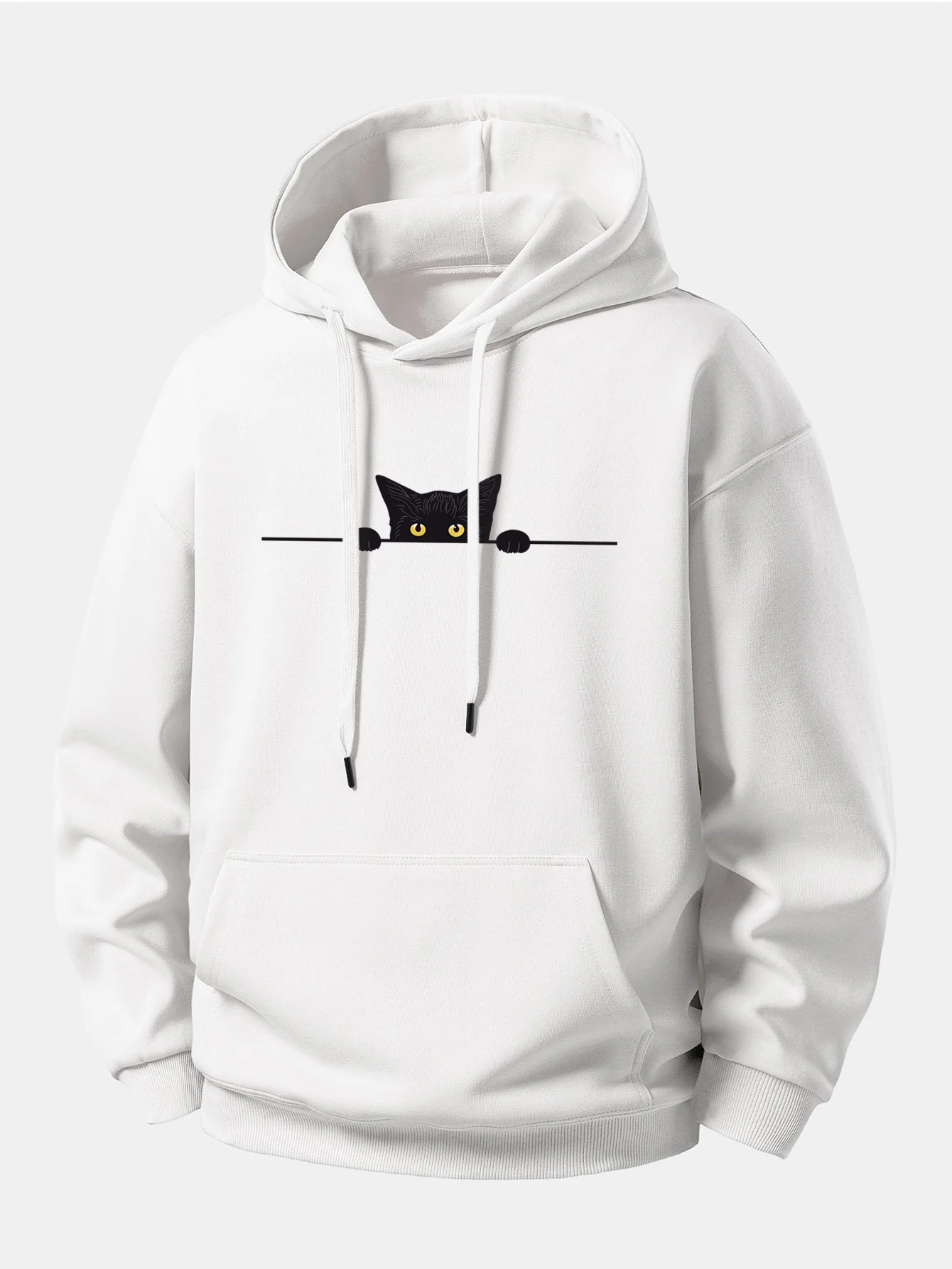 Black Cat Print Relax Fit Hoodie - Image 2