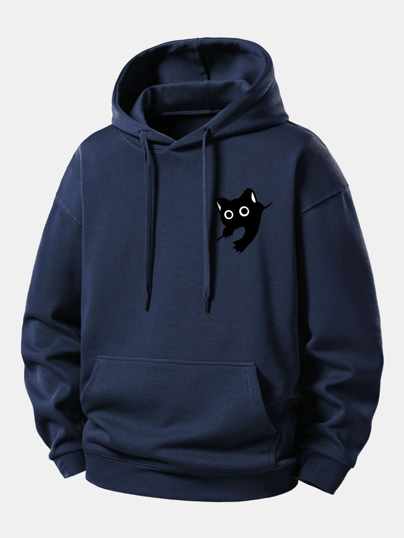 Black Cat Print Relax Fit Hoodie - Image 2