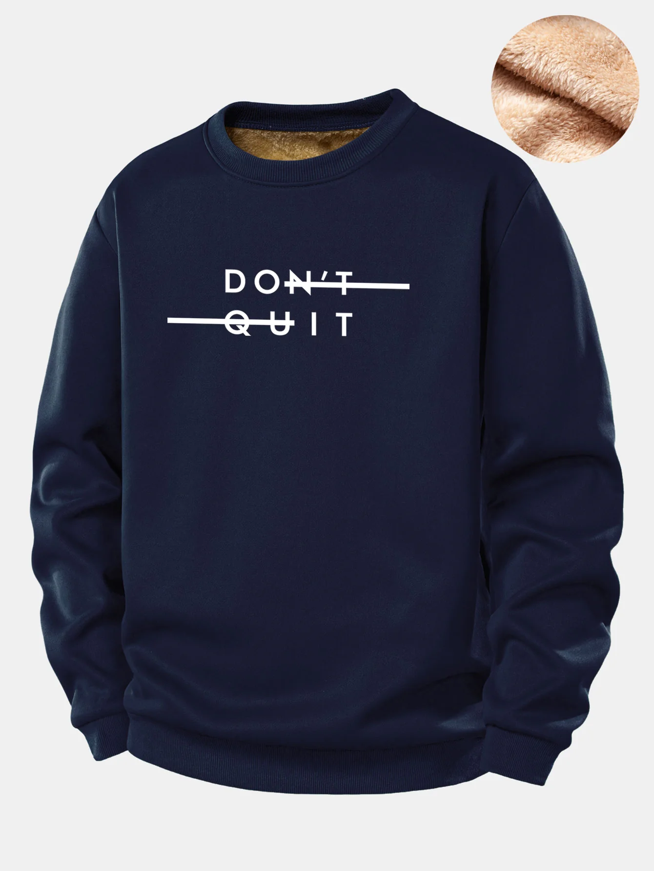 Nicht Aufgeben Druck Teddy Fleece Gefüttertes Sweatshirt - Image 3