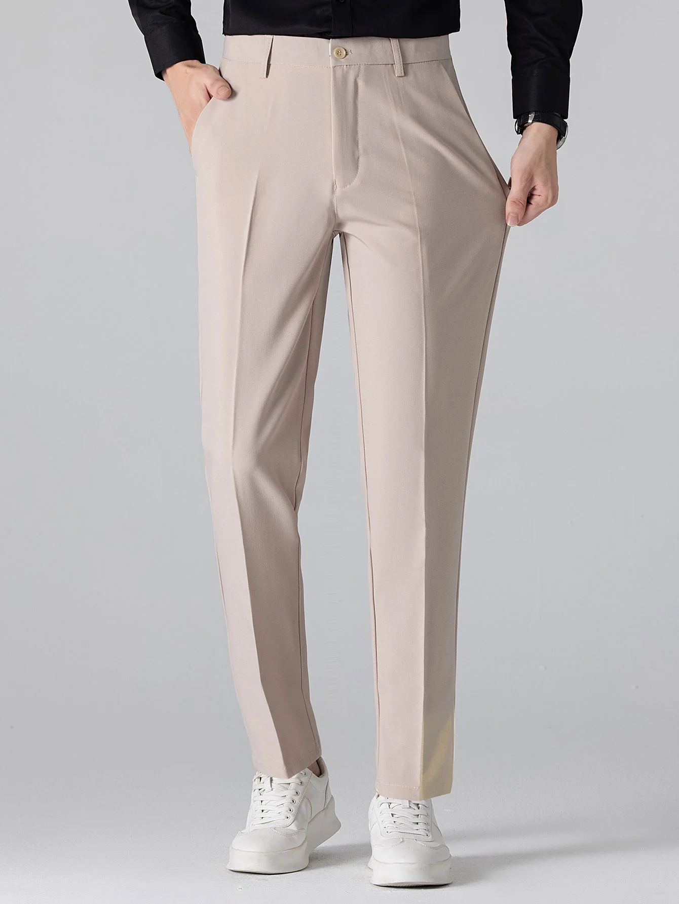 Geometric Jacquard Johnny Collar Polo & Slim Fit Tapered Trousers - Image 19