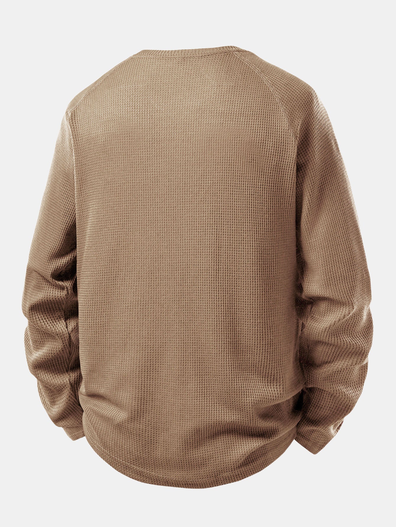 Langarm-Arc-Saum-Waffel-Henley-Shirt - Image 12