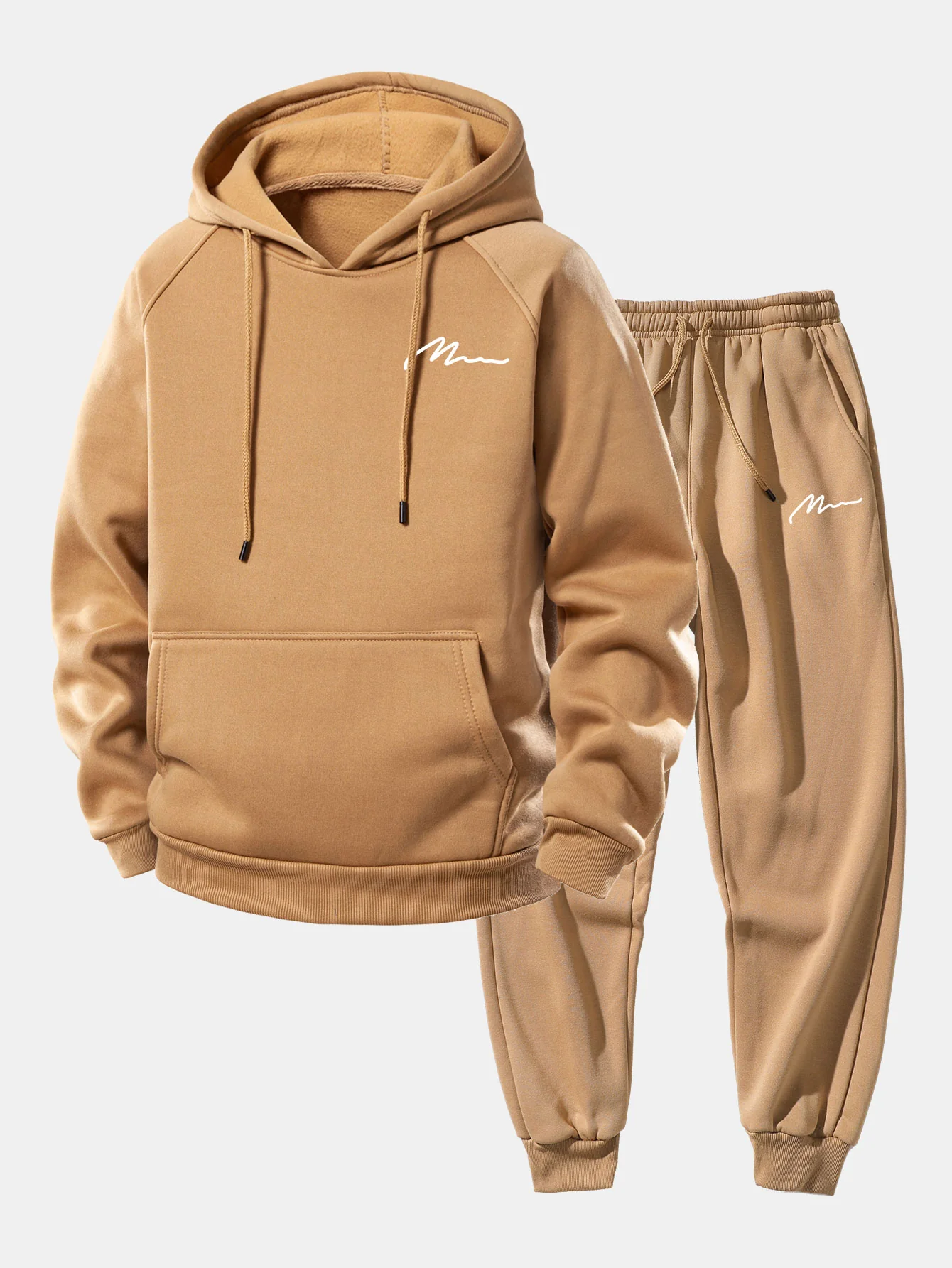 Men Print Drawstring Hoodie & Jogger Pants - Image 5