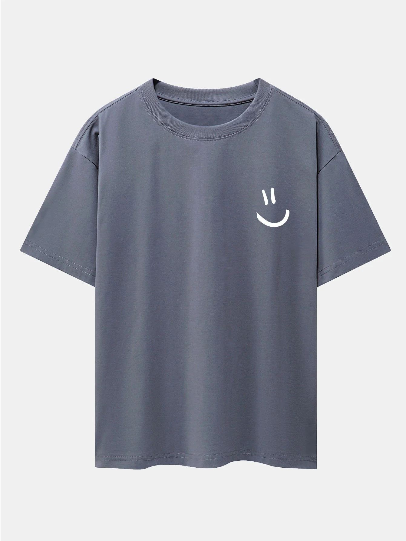 Smiley-Gesicht-Print Drop-Shoulder Oversize T-Shirt - Image 8