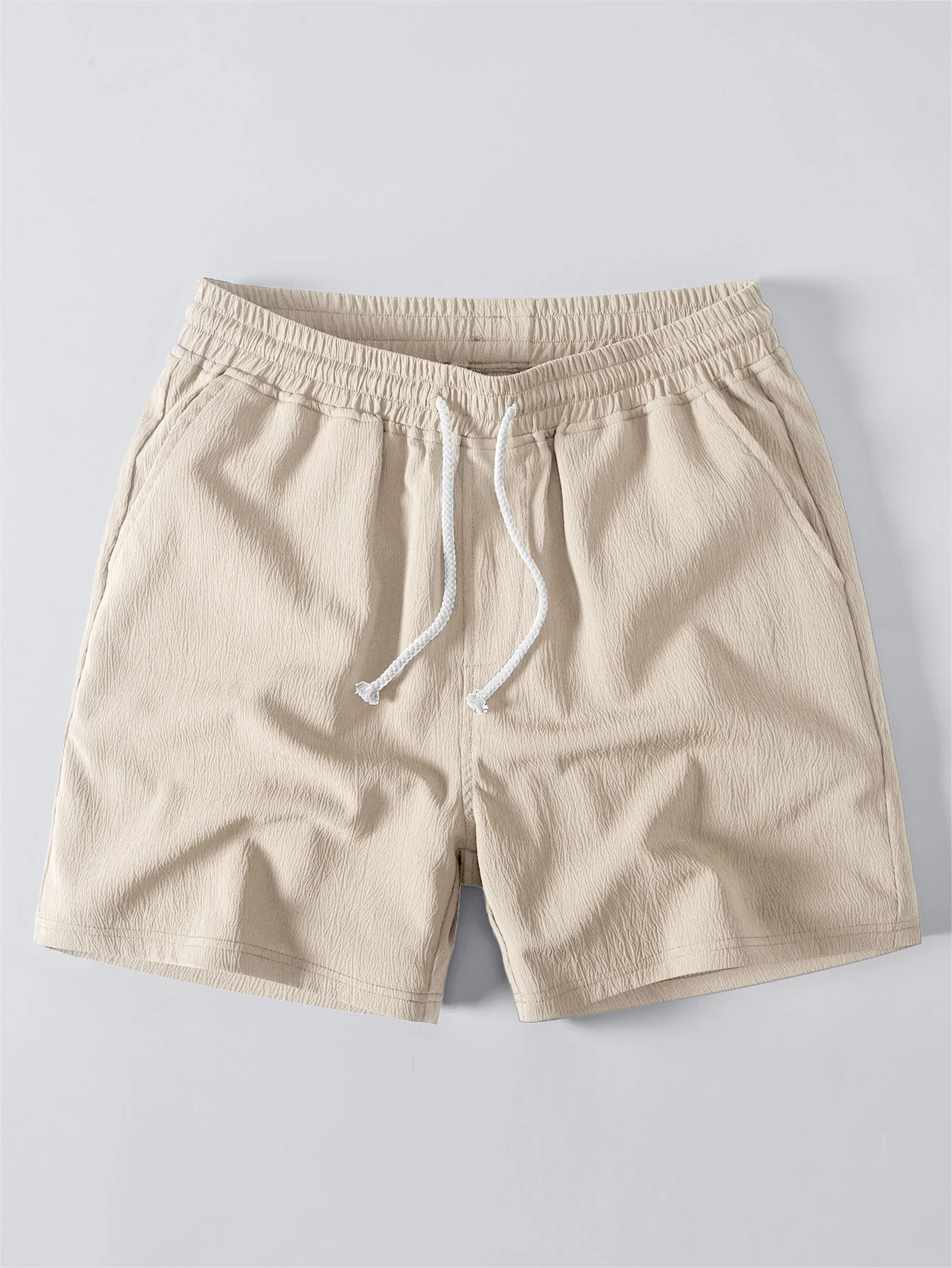 Striped Crochet V Neck Polo & Crinkle Textured Drawstring 5" Shorts - Image 15